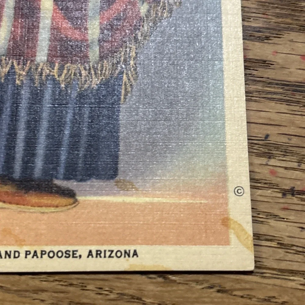 Fred Harvey Postcard Navajo Indian Mother & Papoose - circa 1920s H-1953